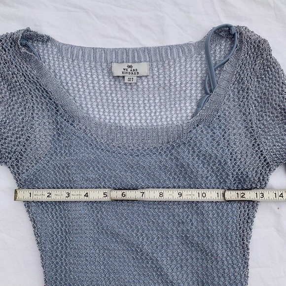 Revolve We are Kindred Delilah Dress Blue Size 0 Metallic Mesh Crochet Party - Picture 6 of 13